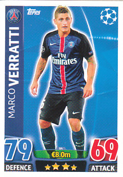 Marco Verratti Paris Saint-Germain 2015/16 Topps Match Attax CL #64